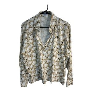 Vintage Leon Levin Women’s Y2k Floral Long Sleeve Button Down Shirt Size XL
